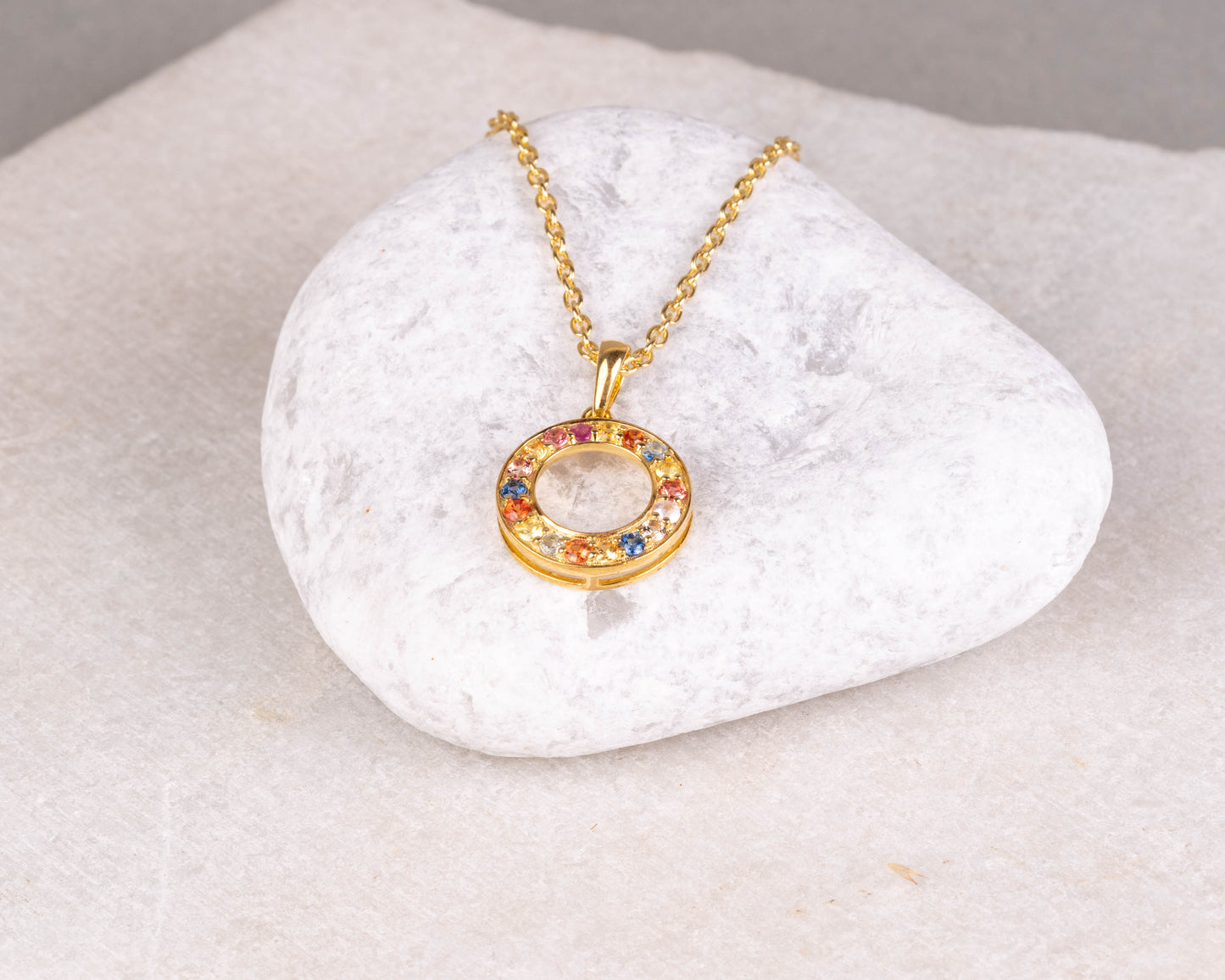 Multi-Sapphire Round Pendant