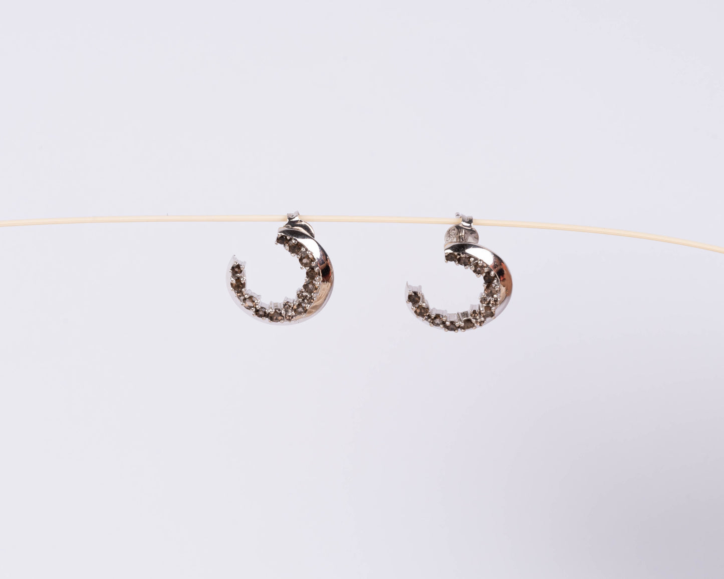 Smoky Quartz Cresent Moon Earrings