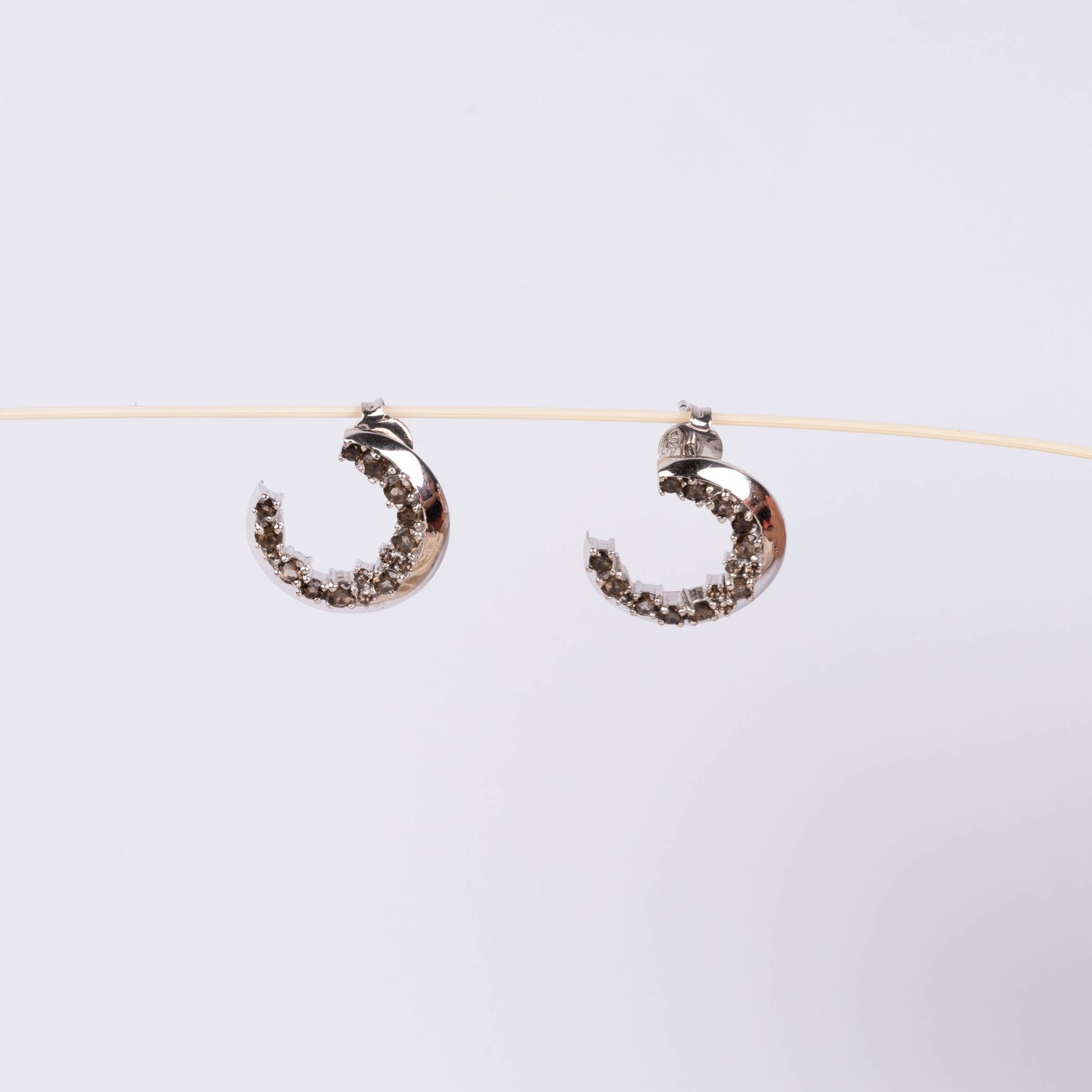 Smoky Quartz Cresent Moon Earrings
