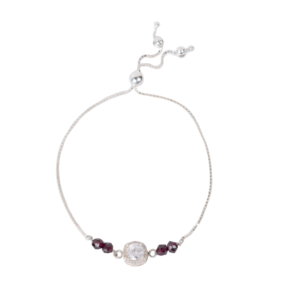 Garnet Silver Bracelet