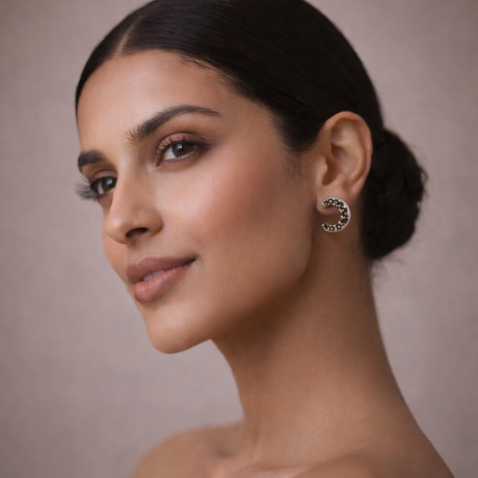 Smoky Quartz Cresent Moon Earrings