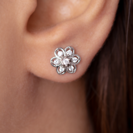 Floral Silver Bloom Earring