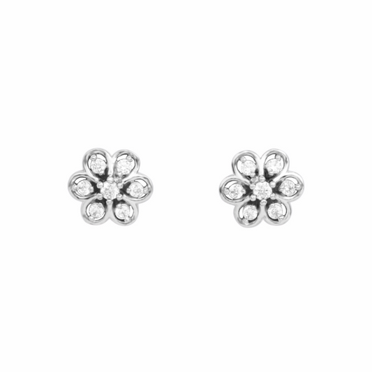 Floral Silver Bloom Earring