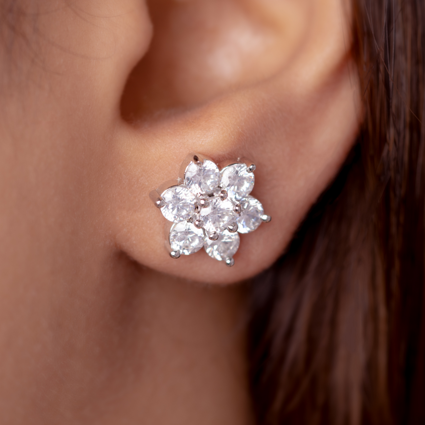 Silver Petal Blooms Earring