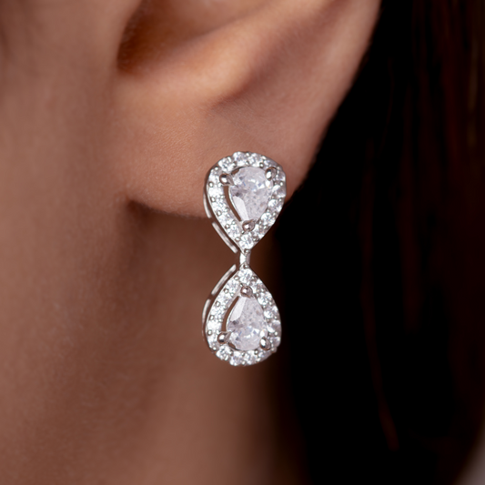 Radiant Silver Raindrops Earring