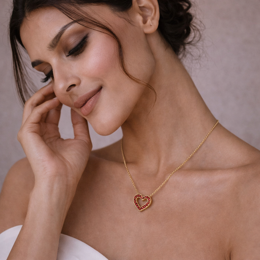 Garnet Glow Heart Pendant