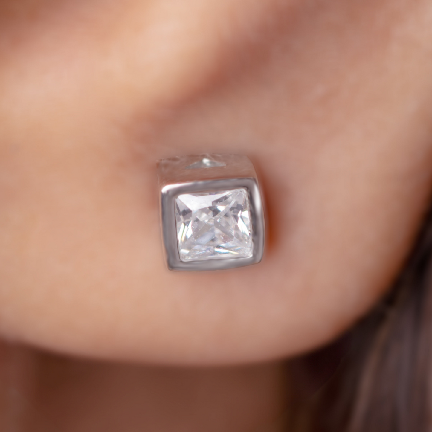 Square Sparkle Stud Earring