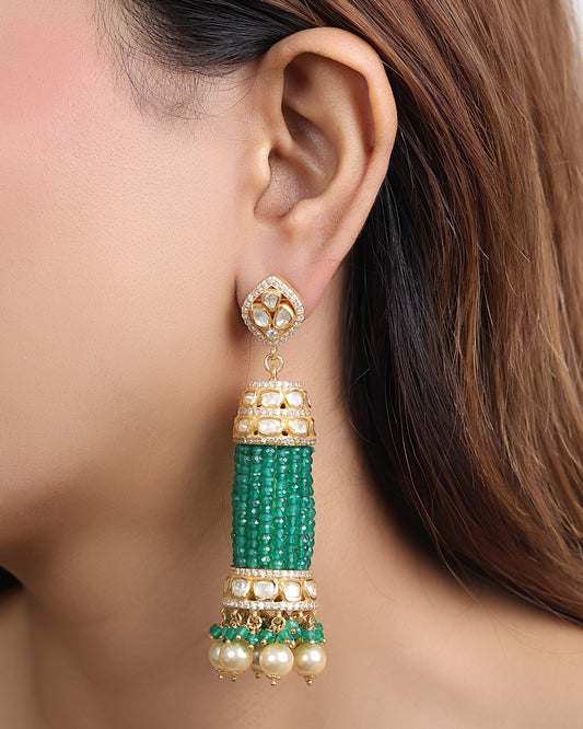 Anokhi Emerald Tassel Earrings