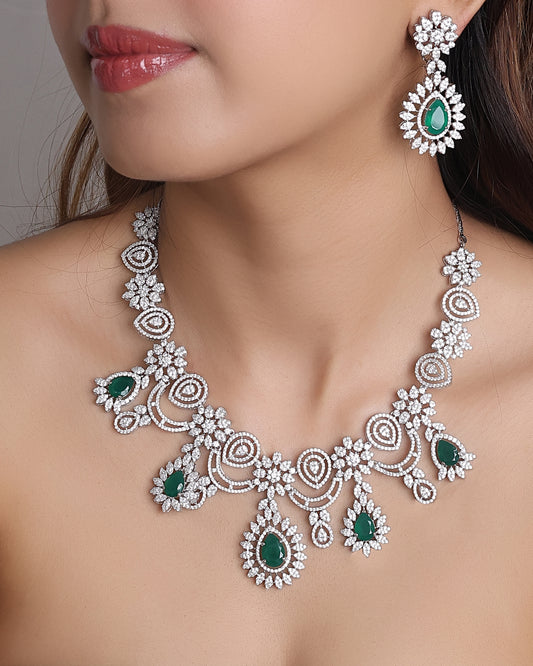 Asmaan Green Stone Necklace Set
