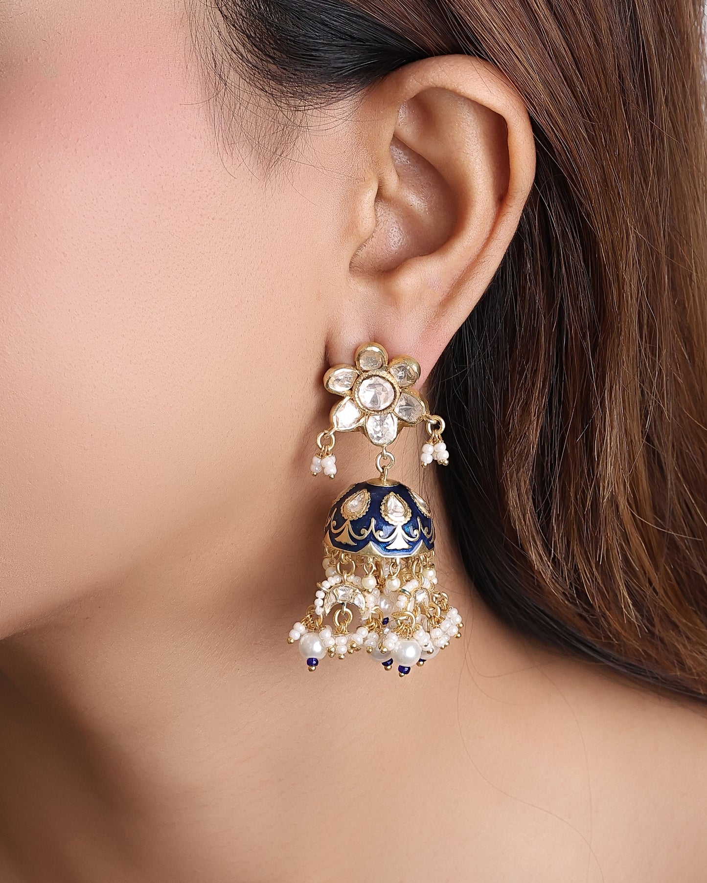 Neela Jhumka Earrings