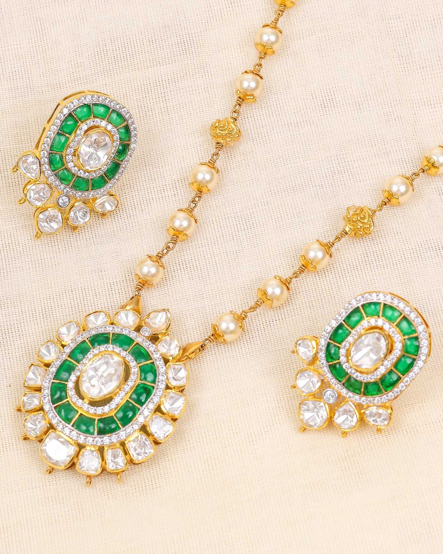 Asma Green Stone Necklace Set