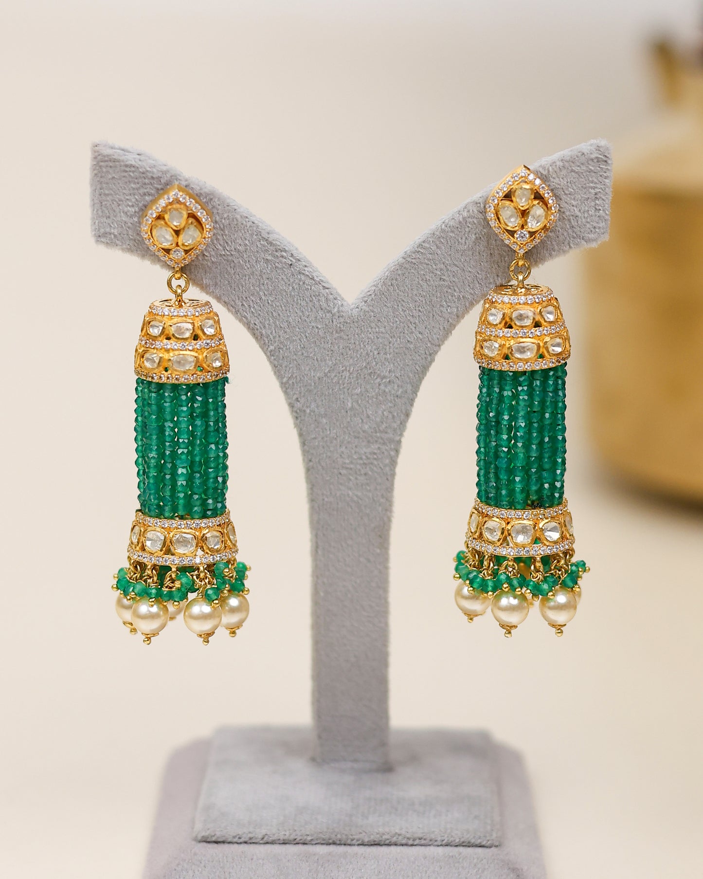Anokhi Emerald Tassel Earrings