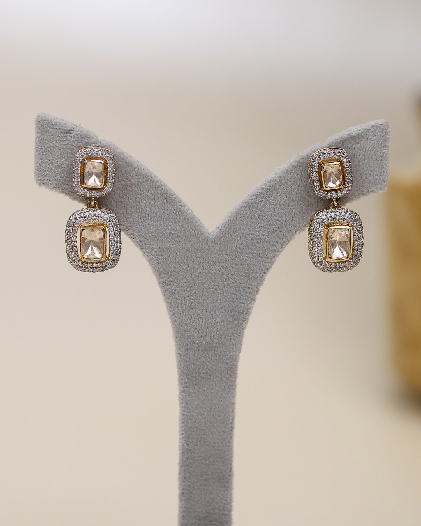Amara Dual Square Moissanite Earrings