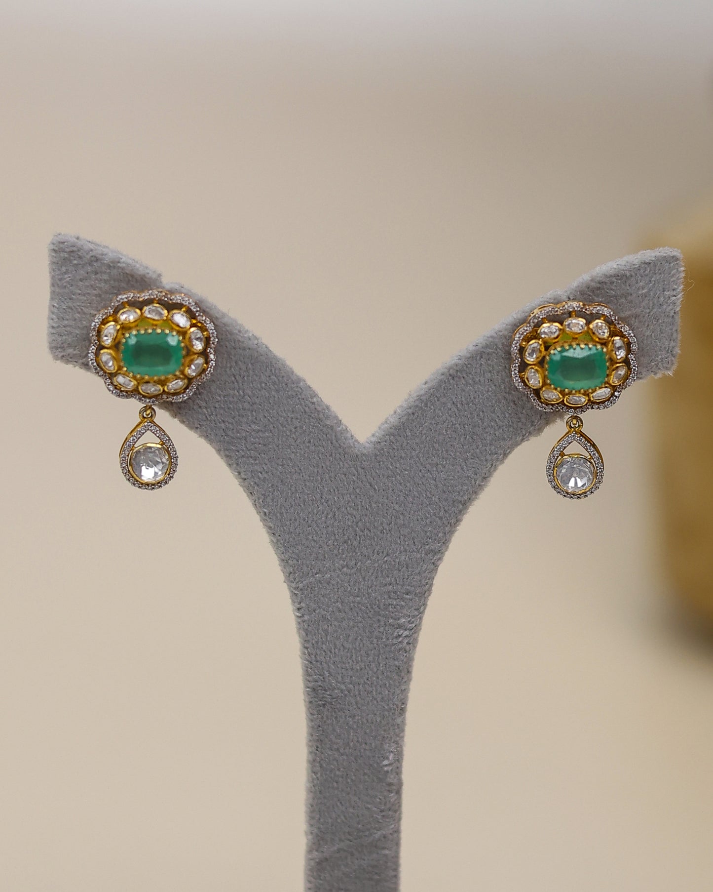 Aaira Silver Green Drop Earrings