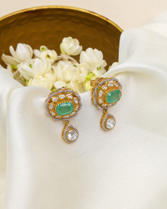 Aaira Silver Green Drop Earrings