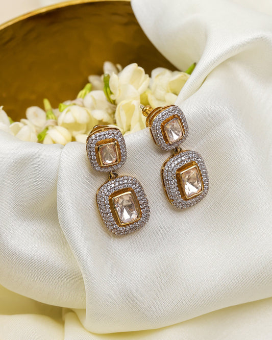 Amara Dual Square Moissanite Earrings