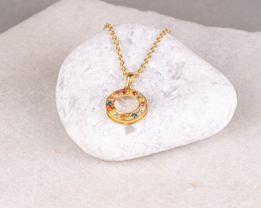 Multi-Sapphire Round Pendant