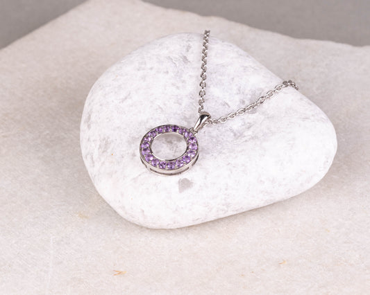 Sphere Amethyst Round Pendant