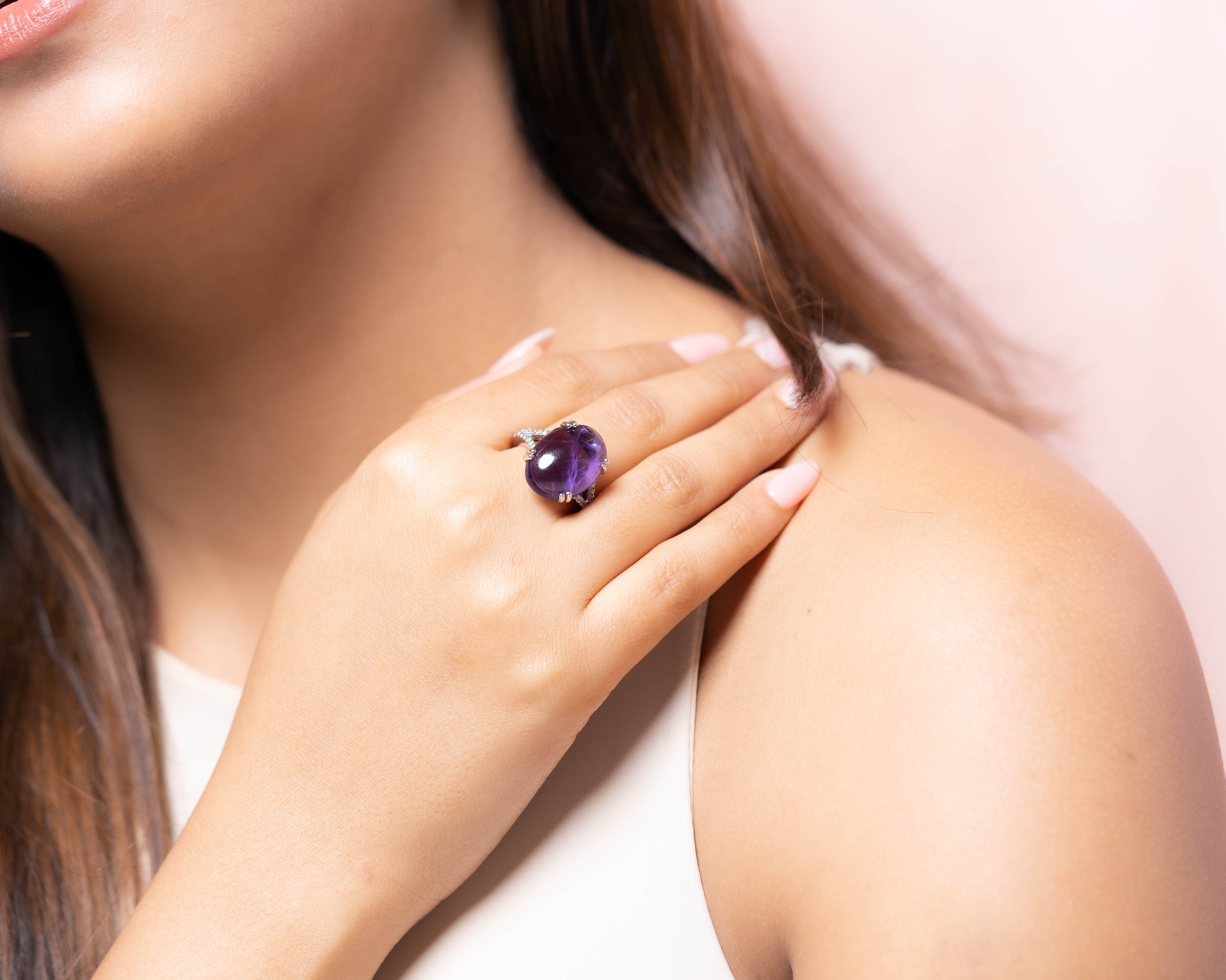 Swaroski Lined Amethyst Ring