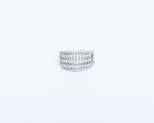 Silver layered artificial diamond ring