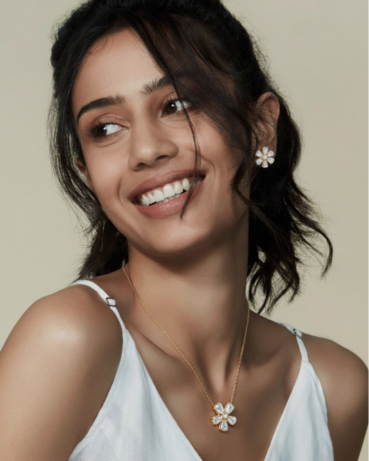 Flower Pendant Polki Set