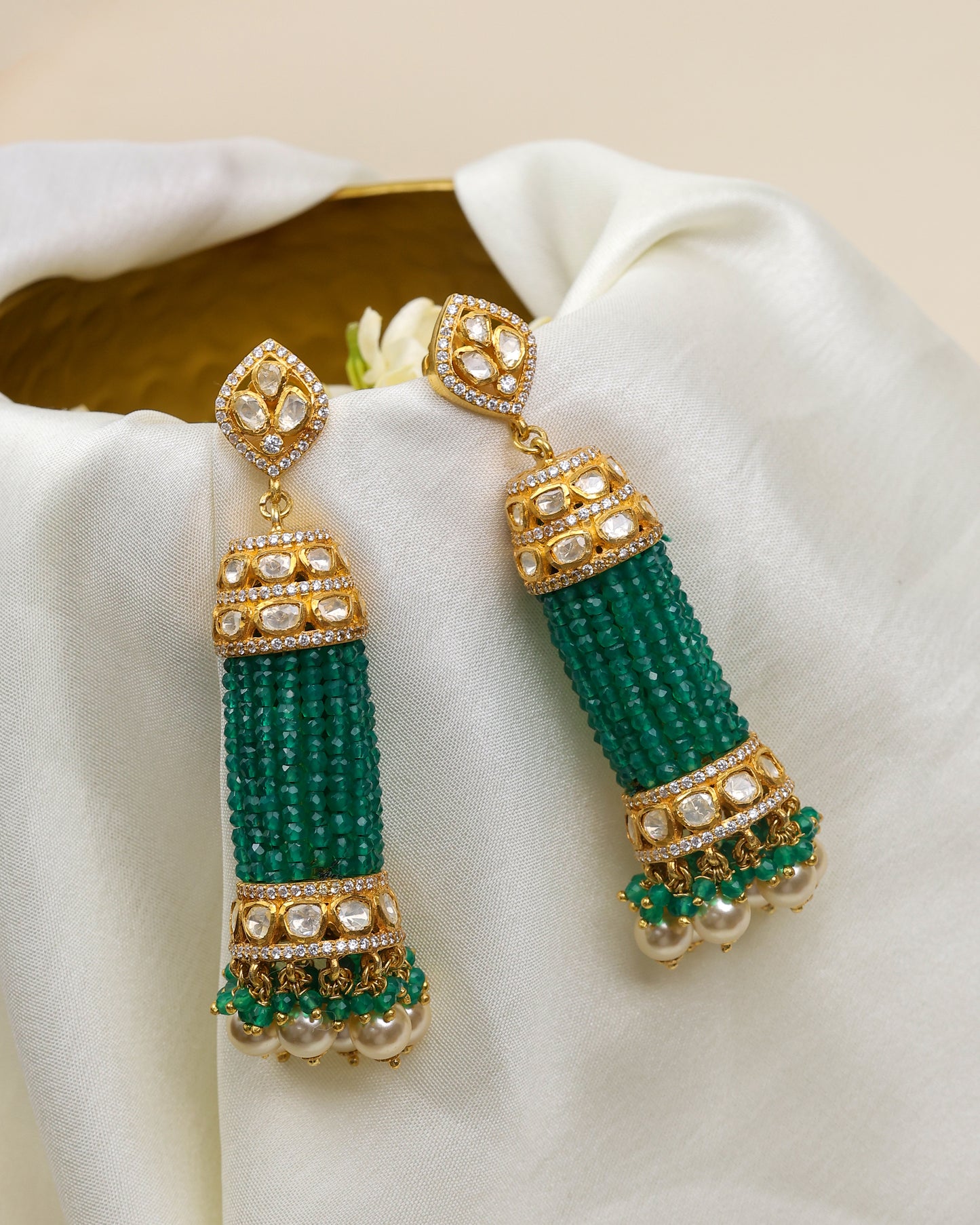 Anokhi Emerald Tassel Earrings